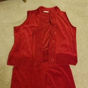 Velour pants and vest set.